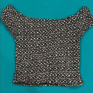 Brandy Melville Black and White Floral Blouse